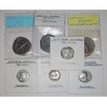 A collection of Roman coins.