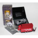 A Famous Grouse gift set and four model vehicles including Norbert Dentressangle lorry and