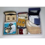 Vintage boxed jewellery inckluding Stratton cufflinks, Swarovki, Wedgwood earrings & pearl collar,