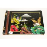 A Japanese lacquered photo album to include some vintage photos.