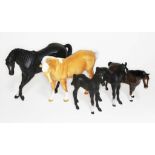 Five horse figures - 4 Beswick, including stallion and 2 foals, and one by Royal Doulton