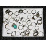 A tray of assorted rings including many marked '925' etc.