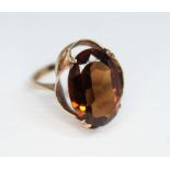 A hallmarked 9ct gold citrine ring, gross wt. 3.86g, size M.