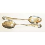 A pair of Georgian hallmarked silver desert spoons, wt. 3 3/4ozt.