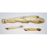 A 19th century carved ivory crucifix, length 14.5cm. Condition - arms currently not attached,