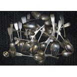 Assorted hallmarked silver spoons, various dates and maker's, Georgian and later, gross wt. 21ozt.