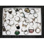 A tray of assorted rings including many marked '925' etc.