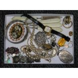 A mixed lot comprising silver and white metal jewellery, costume jewellery etc.