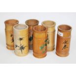A set of six bamboo spill vases.