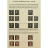 One sheet of penny black and penny red stamps, imperforate line engraved, including plate 1A and 1B,