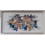 20th century school, oil on board, abstract, signed 'Kleg', 100cm x 50cm, framed.