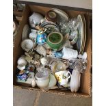 A box of assorted ceramics, glass etc including Denby and Aynsley