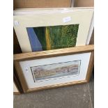 A limited edition Joan Wood framed print "Burnsall" and eight mounted photographic enlargements (