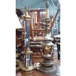 Two vintage brass table lamps.