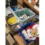 Four boxes of misc including glass, pottery and christmas decorations etc