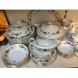 Royal Doulton Larchmont dinner wares including 12 dinner plates, 4 lidded tureens etc, appx 42