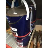 Five 2.5L tins of black floor paint