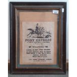 'Pony Express' poster, 22cm x 28cm, framed and glazed, early 20th century frame.