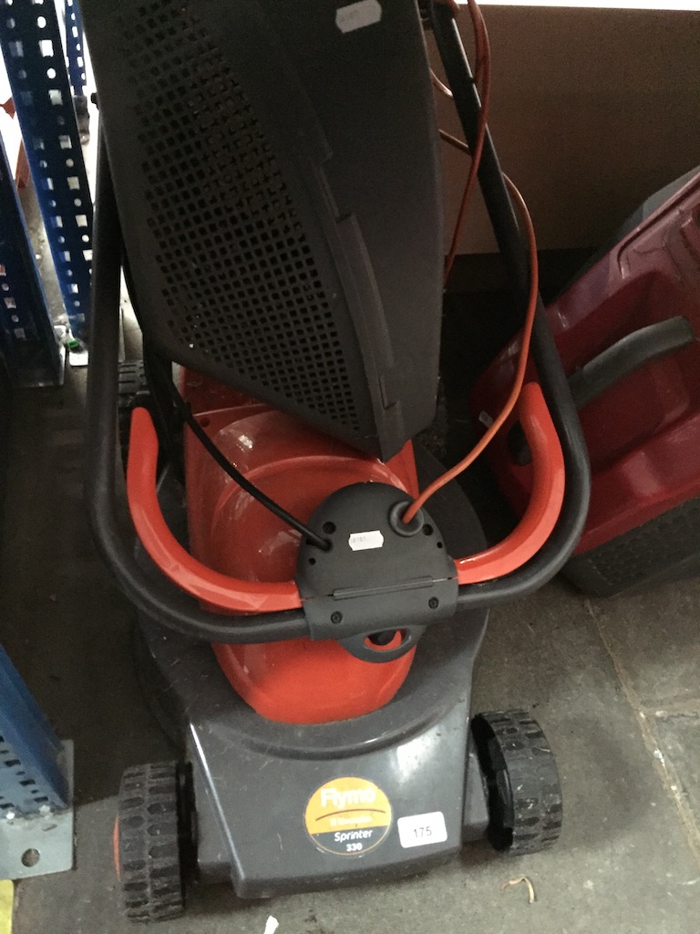 An electric Flymo Sprinter 330 lawn mower.