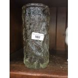 A clear glass 'Bark' vase in the style of Whitefriars, height 20cm. Condition - good, general wear