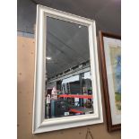 A large modern mirror with painted white frame appx 100 x 60cm