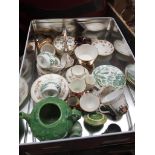 A small box of miniature china including Royal Crown Derby, Wedgwood and Coalport etc.