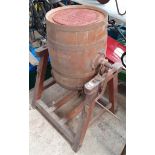 An antique coopered oak butter churn by Hathaway of Chippenham.