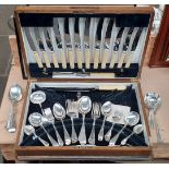 A wooden canteen of cutlery