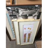 2 prints after Jourdan, a canvas featuring various scenes of New York, and a large agricultural