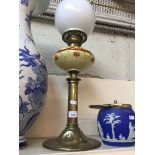 Brass and glass oil lamp