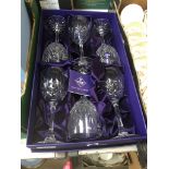 A boxed set of 6 Edinburgh Crystal wine glasses.