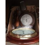 A Smith's vintage barometer with clock and wooden animals