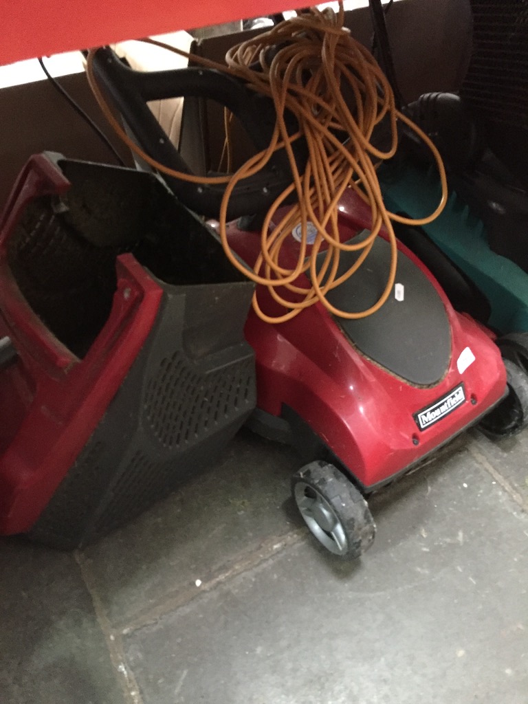 An electric Mountfield lawn mower.