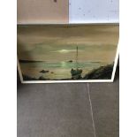 L.W. Mee, coastal scene, oil on board, 75cm x 45cm, signed, framed.