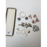 A small tray containing costume jewellery etc including ring marked 925