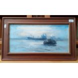 Frank Hendley, oil on board, ships, signed to lower right, framed.