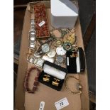 A collection of silver jewellery, Swiss made & other watches and other items.