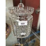 A Waterford Crystal lidded jar appx 16cm high and 13cm diameter