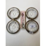 Four crystal wine coasters, each marked Sterling, 04, Frank Whiting & Co and a souvenir spoon from