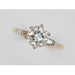 A diamond solitaire ring, the six claw set round brilliant cut diamond weighing approx. 1 carat (