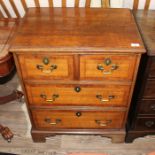 A Georgian and later crossbanded oak chest of drawers of small proportions, width 65cm, depth 46cm &