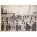 Laurence Stephen Lowry, "The Football Match", 36cm x 25cm, monochrome print, limited edition no.