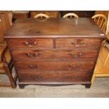A Georgian mahogany chest of drawers, two over three, gilt brass handles, bracket feet, width 110cm,