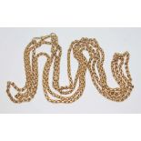 An antique guard chain, sponsor's mark 'WHWld', marked '9c', length 144cm, wt. 31.22g. Condition -