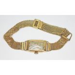 A ladies 18ct gold Art Deco wristwatch, manual wind jewelled movement unmarked, case hallmarked 18ct