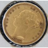 Victorian 1887 shield back half sovereign.