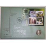 A Royal Mint 250th Anniversary of the Royal Botanic Gardens at Kew 2009 50 pence coin cover.