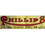 A vintage hand painted wooden signed "Philips The True Temper Steel Bicycle" 164cm x 50cm.