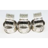 A set of six hallmarked silver napkin rings, wt. 2 3/4ozt.