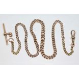 An antique Albert watch chain, each link marked '9' and '.375', length 43cm, with T bar marked '9.